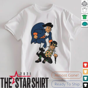 Knickerbocker Knicks jumping on Lucky the Leprechaun Boston Celtics sucks shirt