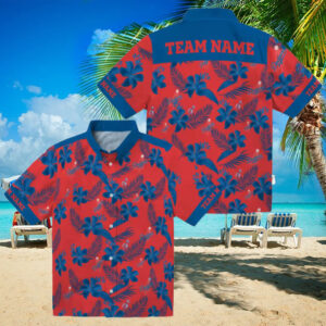 Dodgers Botanical Print Hawaiian Shirt Red MLB Fan Apparel for Summer Vacation