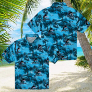 Men’s Miami Marlins Hawaiian Shirt   Tropical Coastal Palms Gift for Baseball Fans