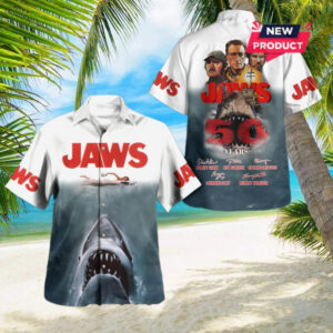 Jaws 50th Anniversary Signatures Hawaiian Shirt