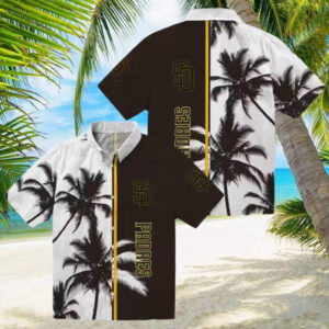 San Diego Padres Palm Tree Hawaiian Shirt   Tropical Brown & White Shirt for Summer BBQs