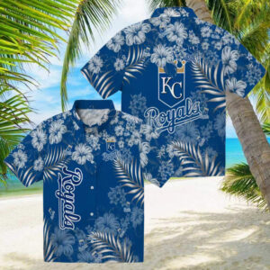 Limited Edition Kansas City Royals Aloha Hawaiian Shirt Royal Blue Hibiscus Print Vacation Outfit