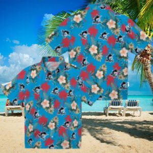 Miami Marlins Hawaiian Shirt for Men   Blue Palm Tree Flower Design, Perfect for Summer BBQ