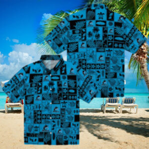 Best Miami Marlins Tropical Hawaiian Shirt Blue & Black Patchwork Aloha Style