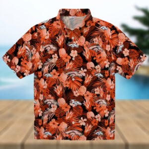 Denver Broncos Floral Pineapple Orange Hawaiian Shirt