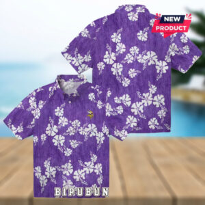 Minnesota Vikings Purple Hibiscus Clusters Hawaiian Shirt