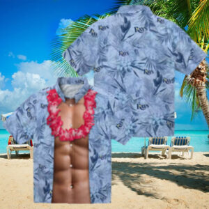 Navy Tampa Bay Rays Hawaiian Shirt with Chest Illusion   Summer MLB Beach Apparel
