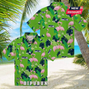 Seattle Seahawks Flamingo Foliage Hawaiian Shirt