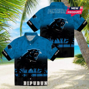 Custom Carolina Panthers Sunset Pattern Hawaiian Shirt