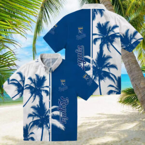 Kansas City Royals Royal Blue White Hawaiian Shirt for Men Palm Trees Summer Outfit