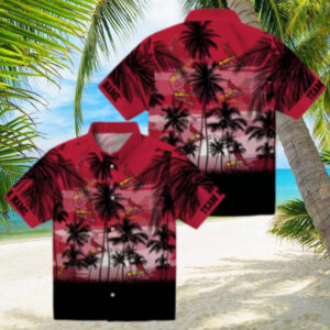 St. Louis Cardinals Sunset Scene Hawaiian Shirt Custom MLB Fan Shirt in Red & Black