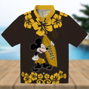 San Diego Padres Aloha Surfing Mickey Shirt Brown Hawaiian Shirt for Summer Fun