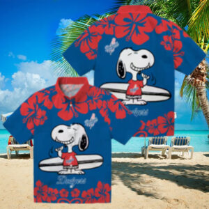 Snoopy Surf Blue Dodgers Hawaiian Shirt Official LA MLB Aloha Gift for Men