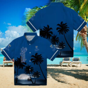 MLB Fans Kansas City Royals Beach Sunset Hawaiian Shirt   Royal Blue & Black Aloha Style