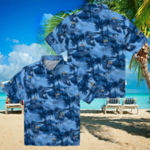 Kansas City Royals MLB Fan Hawaiian Shirt Royal Blue Sunset & Hibiscus Print