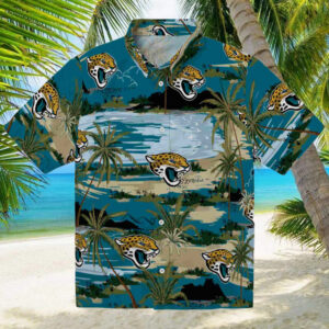 Jacksonville Jaguars Palm Horizon Teal Hawaiian Shirt