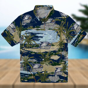 Georgia Southern Eagles Palm Horizon Blue Hawaiian Shirt