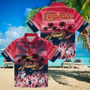St. Louis Cardinals MLB Red Hawaiian Shirt with Tropical Canoe Print