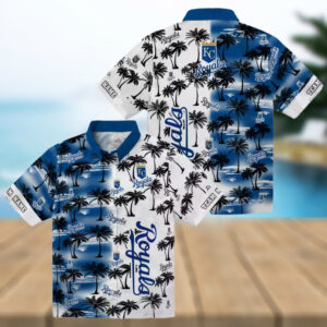 Kansas City Royals Summer Theme Hawaiian Shirt Tropical Blue Palm Silhouettes Design