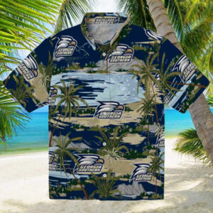 Georgia Southern Eagles Palm Horizon Blue Hawaiian Shirt