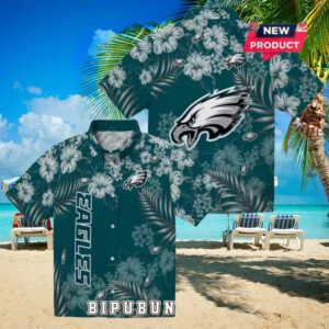 Philadelphia Eagles Hibiscus Green Hawaiian Shirt
