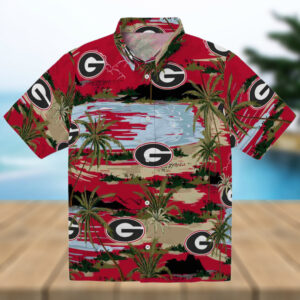 Georgia Bulldogs Palm Horizon Red Hawaiian Shirt