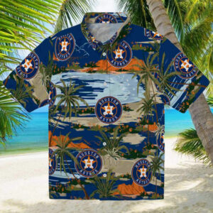 Houston Astros Palm Horizon Blue Hawaiian Shirt