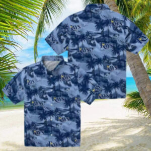 Tampa Bay Rays Tropical Coastal Palms Hawaiian Shirt   Navy Summer Fan Gear
