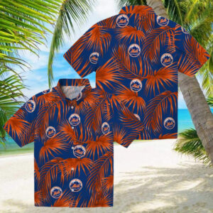 Summer Ready New York Mets Hawaiian Shirt Blue Palm Leaves MLB Shirt