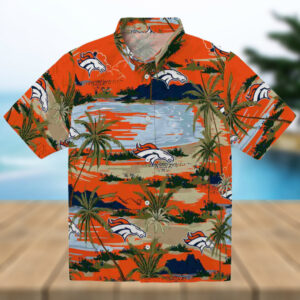 Denver Broncos Palm Horizon Orange Hawaiian Shirt