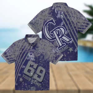 Custom Team Colorado Rockies Tropical Hawaiian Shirt Blue Star Stripes MLB Aloha Shirt for Summer & Beach