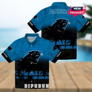 Custom Carolina Panthers Sunset Pattern Hawaiian Shirt