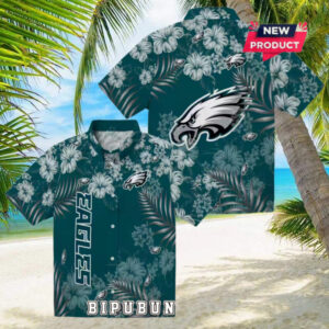 Philadelphia Eagles Hibiscus Green Hawaiian Shirt