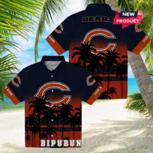 Personalized Chicago Bears Sunset Pattern Hawaiian Shirt