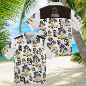 Buy San Diego Padres Brown Hawaiian Shirt with Palm Island Print   Perfect for Tailgate Parties
