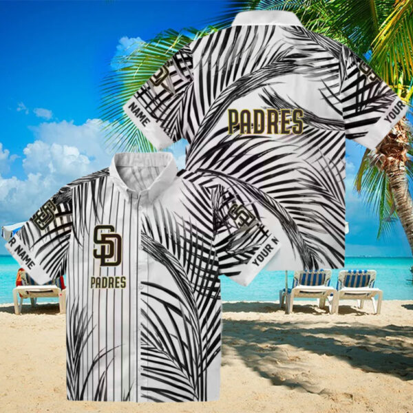 san diego padres palm stripes brown black white hawaiian shirt for mlb fans