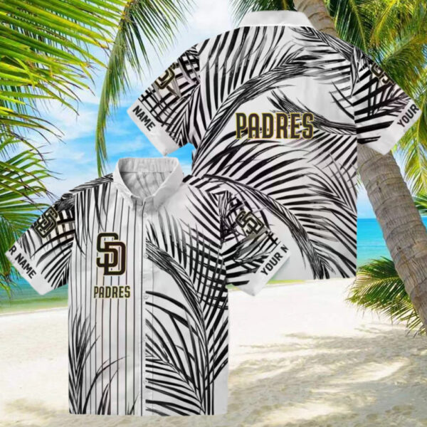 san diego padres palm stripes brown black white hawaiian shirt for mlb fans