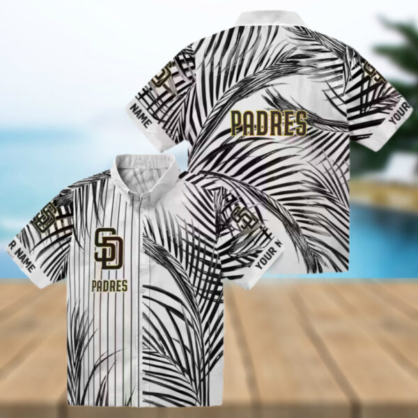 san diego padres palm stripes brown black white hawaiian shirt for mlb fans
