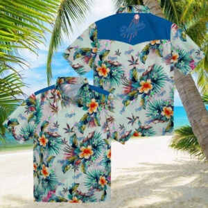 Los Angeles Dodgers Fan Shirt Green Tropical Hawaiian Style for Men