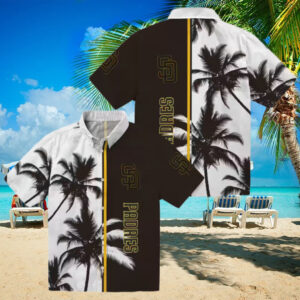 San Diego Padres Palm Tree Hawaiian Shirt   Tropical Brown & White Shirt for Summer BBQs