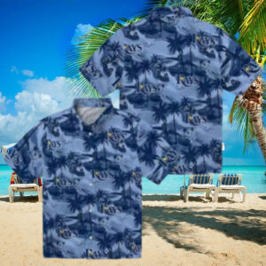 Tampa Bay Rays Tropical Coastal Palms Hawaiian Shirt   Navy Summer Fan Gear