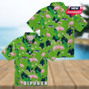 Seattle Seahawks Flamingo Foliage Hawaiian Shirt
