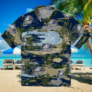 Georgia Southern Eagles Palm Horizon Blue Hawaiian Shirt