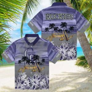 MLB Colorado Rockies Personalized Hawaiian Shirt Tropical Canoe Blue Shirt for Summer Beach