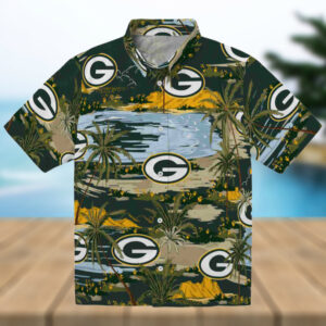 Green Bay Packers Palm Horizon Green Hawaiian Shirt