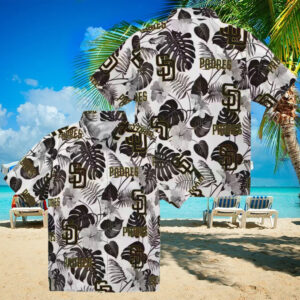 San Diego Padres Tropical Plants Hawaiian Shirt Brown & White MLB Fan Apparel