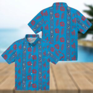 Official Miami Marlins Aloha Short Sleeve Shirt Blue Tropical Floral Baseball Apparel