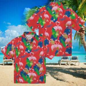 Dodgers Floral Flamingo Hawaiian Shirt MLB Tropical Beach Shirt Gift for Fans