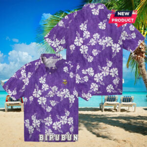 Minnesota Vikings Purple Hibiscus Clusters Hawaiian Shirt