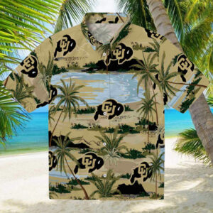 Colorado Buffaloes Palm Horizon Gold Hawaiian Shirt
